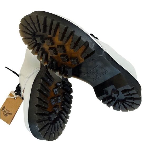 DR. MARTENS White Smooth Derby's Leather Lace-Up Shoes NWT - Picture 7 of 12